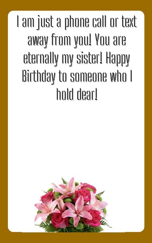 to my sister on her birthday